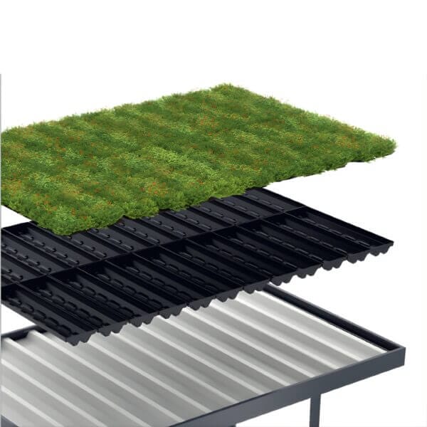 Rookabri of fietsoverkapping met sedumdak kopen Sedumdak voor rookabri, fietsoverkapping of bushokje, specifiek voor overkappingen van Umfeldt