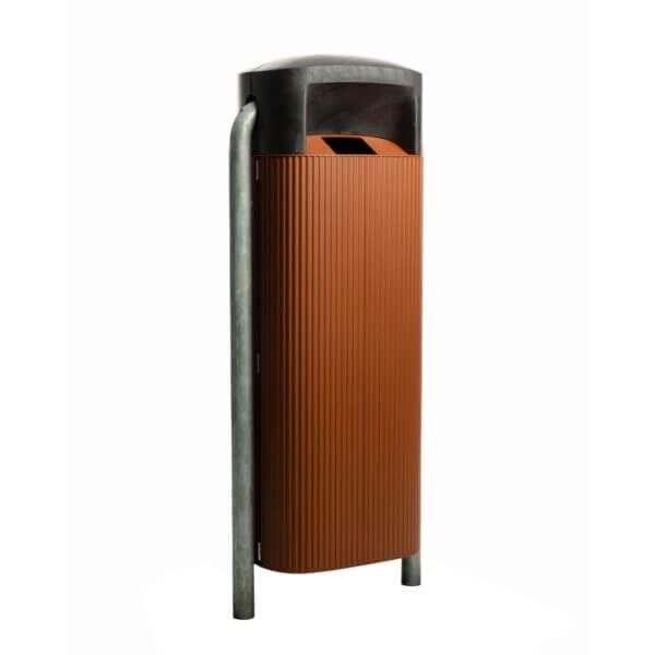 Productfoto circulaire afvalbak 70L circulaire afvalbak 70 liter corten kleur productfoto