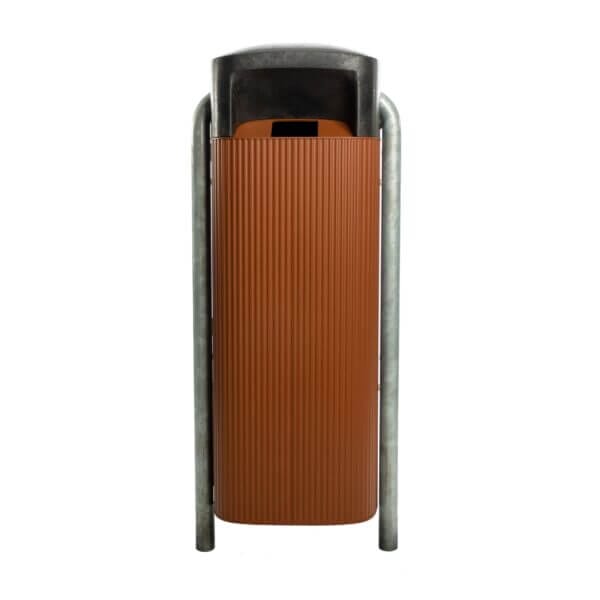 Afvalbak 70L met aluminium staander circulaire afvalbak 70 liter buiten met aluminium frame